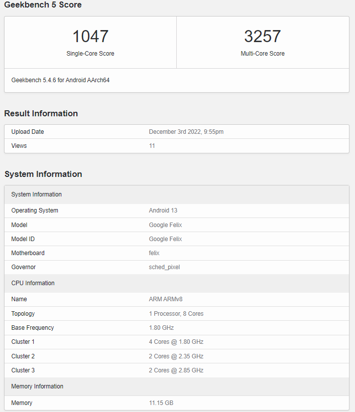 Google Felix spotted on Geekbench 